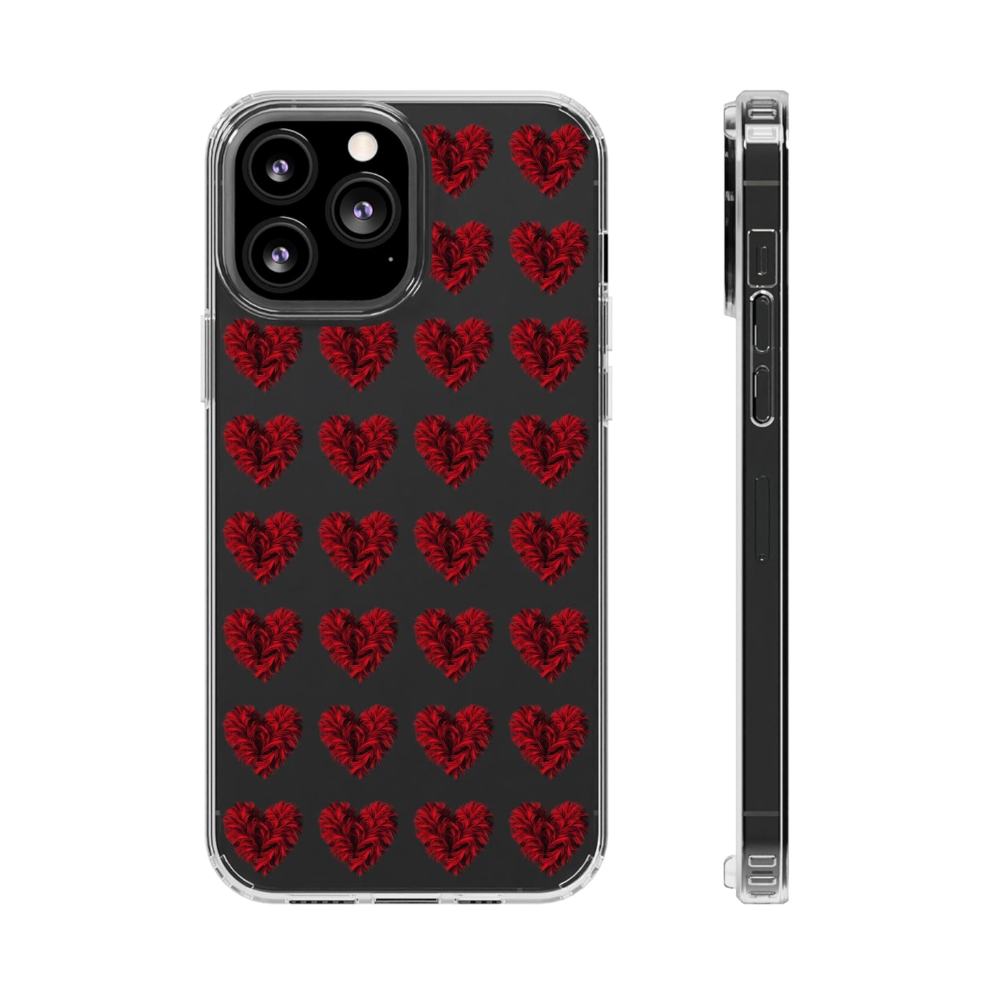 Valentine's Day, red heart shape design Clear Cases