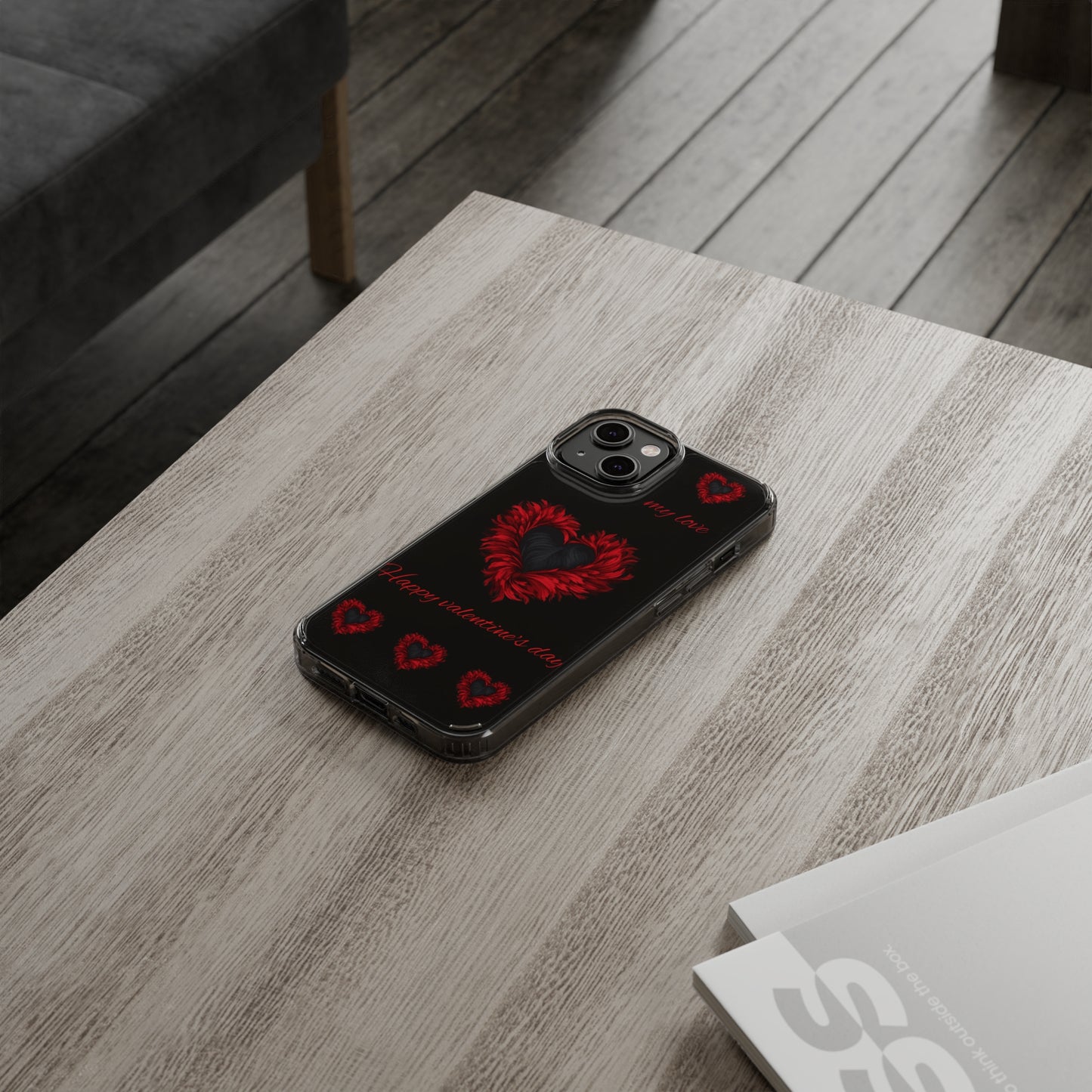 Valentine's day, red heart shapes Clear Cases