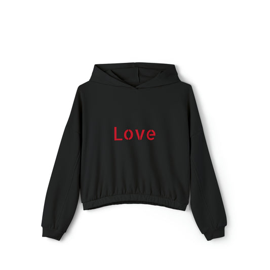 Valentine's best Gift, red hearts design Women's Cinched Bottom Hoodie