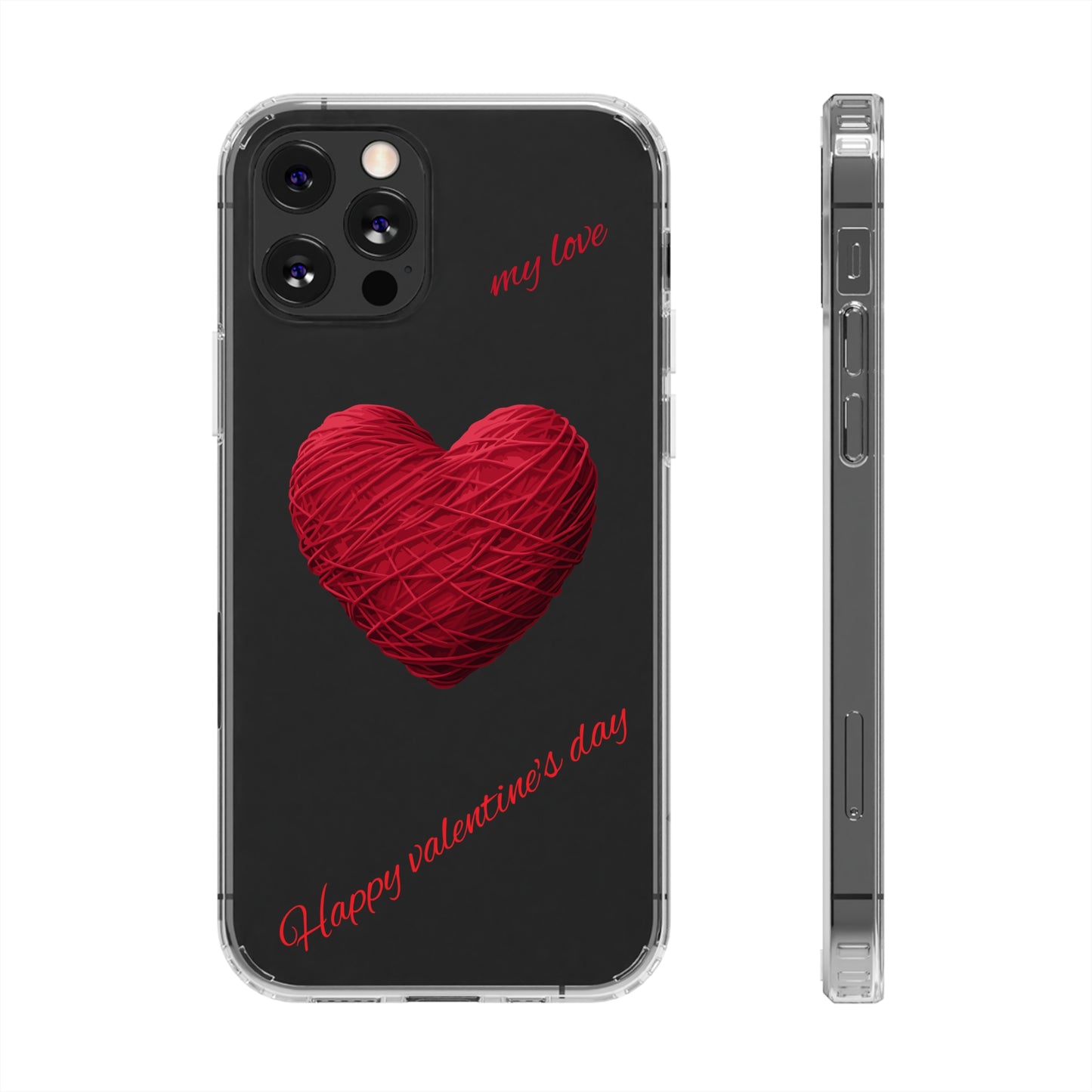 Valentine's Day, red heart shape design Clear Cases