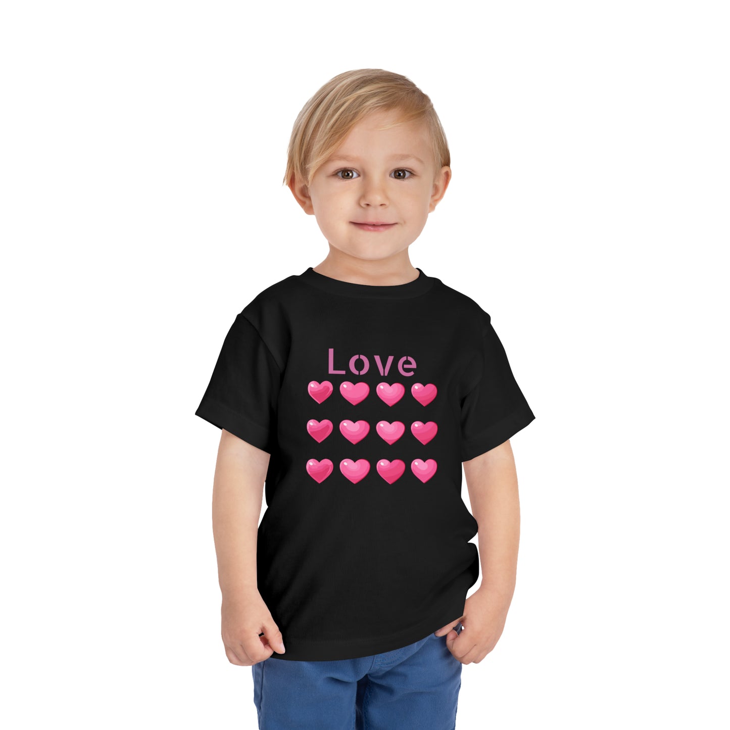 Valentine's pink color hearts shape design Toddler Short Sleeve Tee