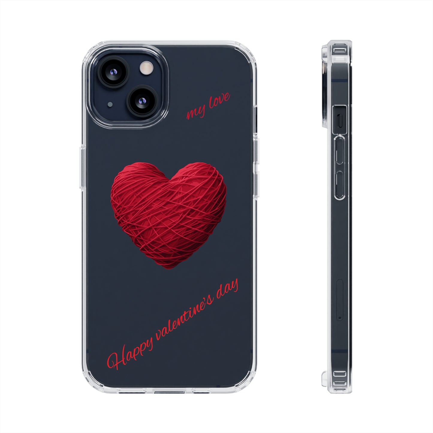 Valentine's Day, red heart shape design Clear Cases