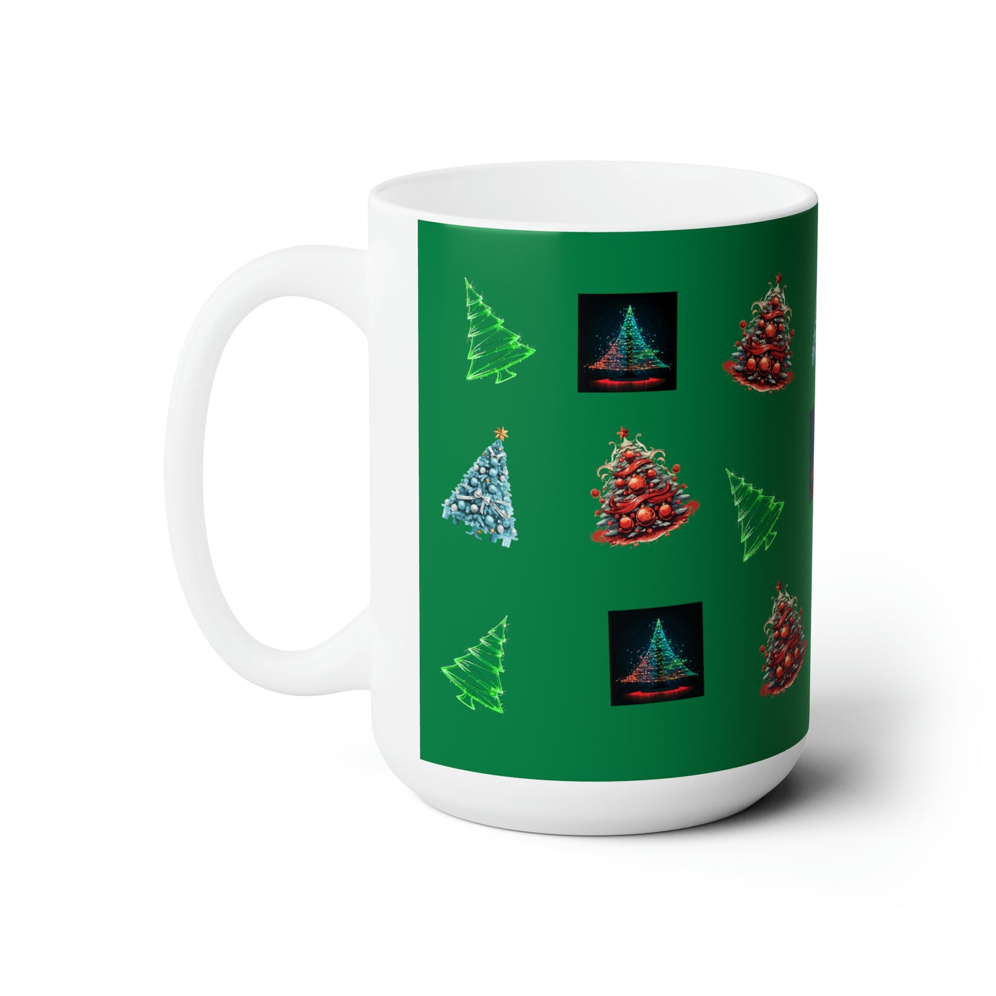 Fa-la-la Christmas Dark green Ceramic Mug 15oz