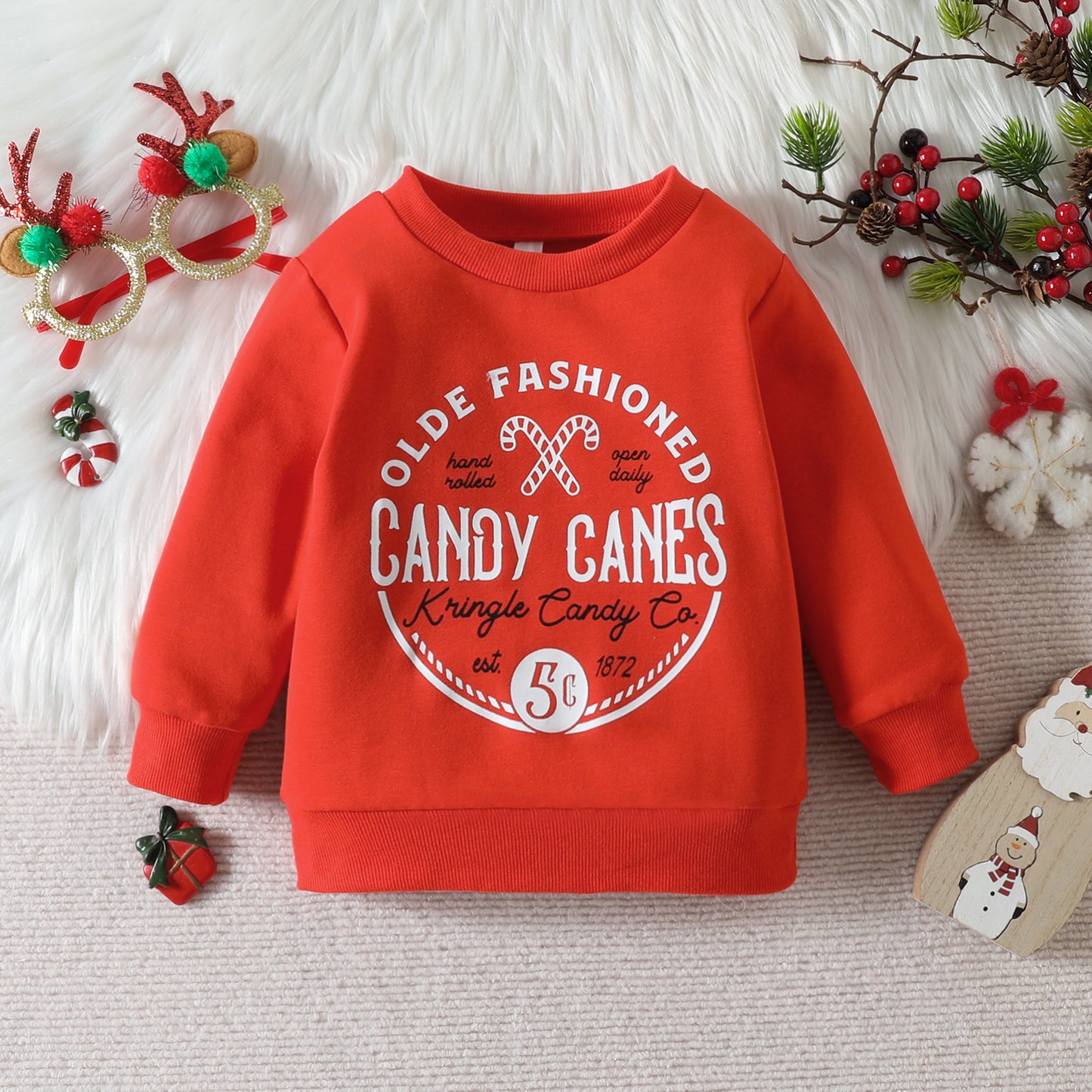 Children's Christmas Printed Sweater With Letters