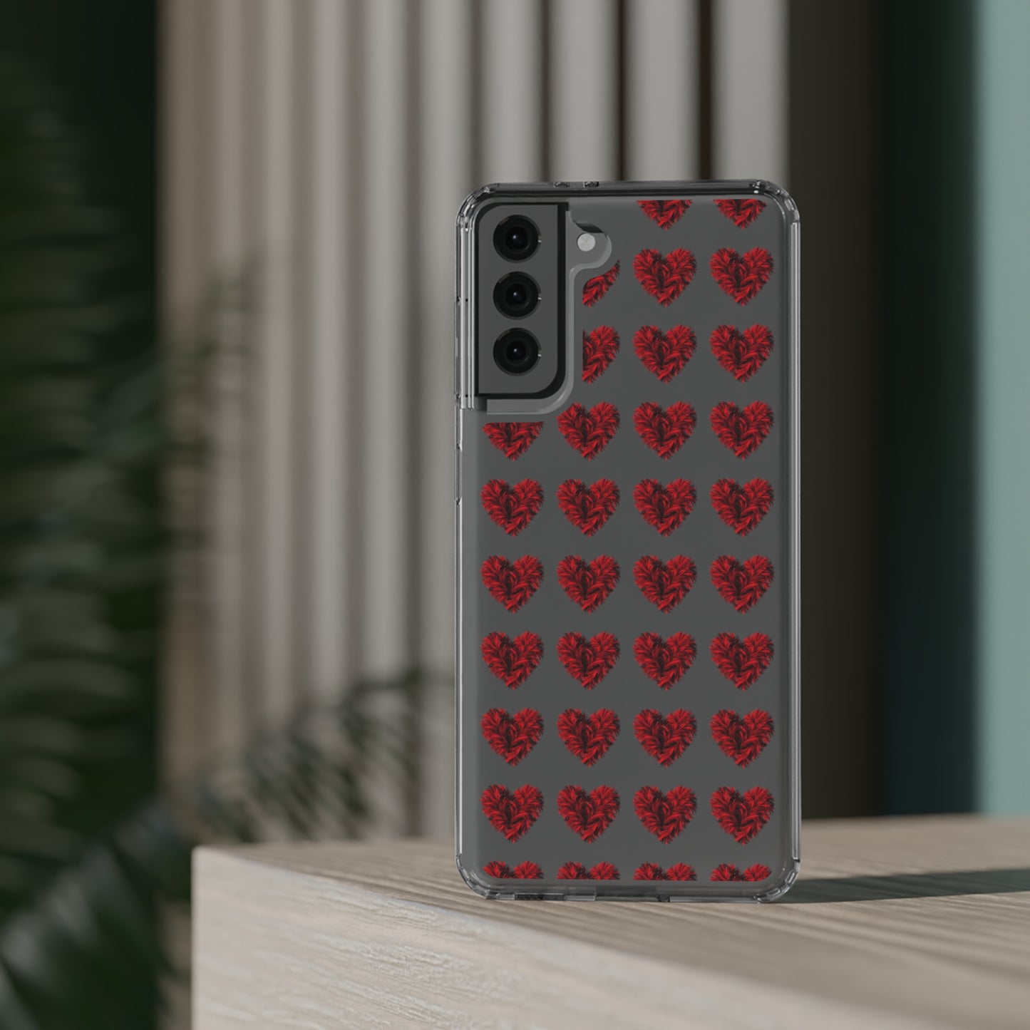 Valentine's Day, red heart shape design Clear Cases