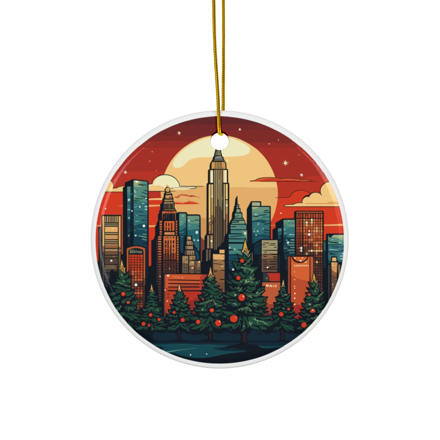 New York City Christmas Ceramic Ornaments (1pc, 3pcs, 5pcs, 10pcs)