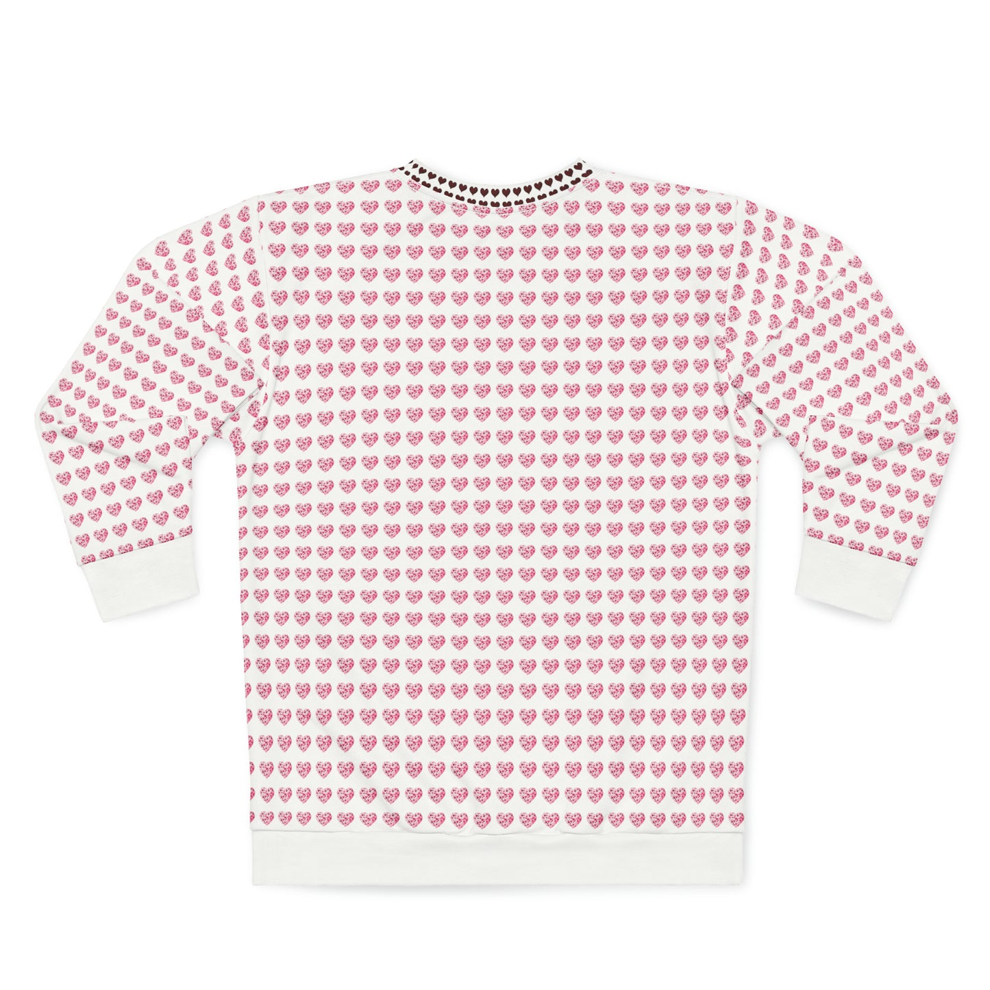 Valentine's Day best gift, red and black check heart shape design White Unisex Sweatshirt (AOP)