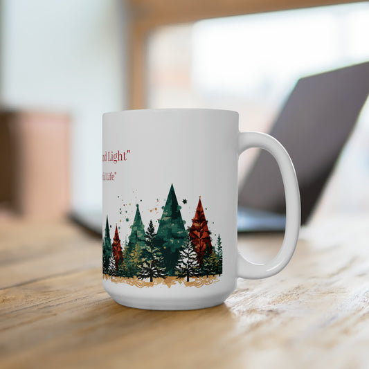 Peace, love and life colorful design Christmas Ceramic Mug15oz