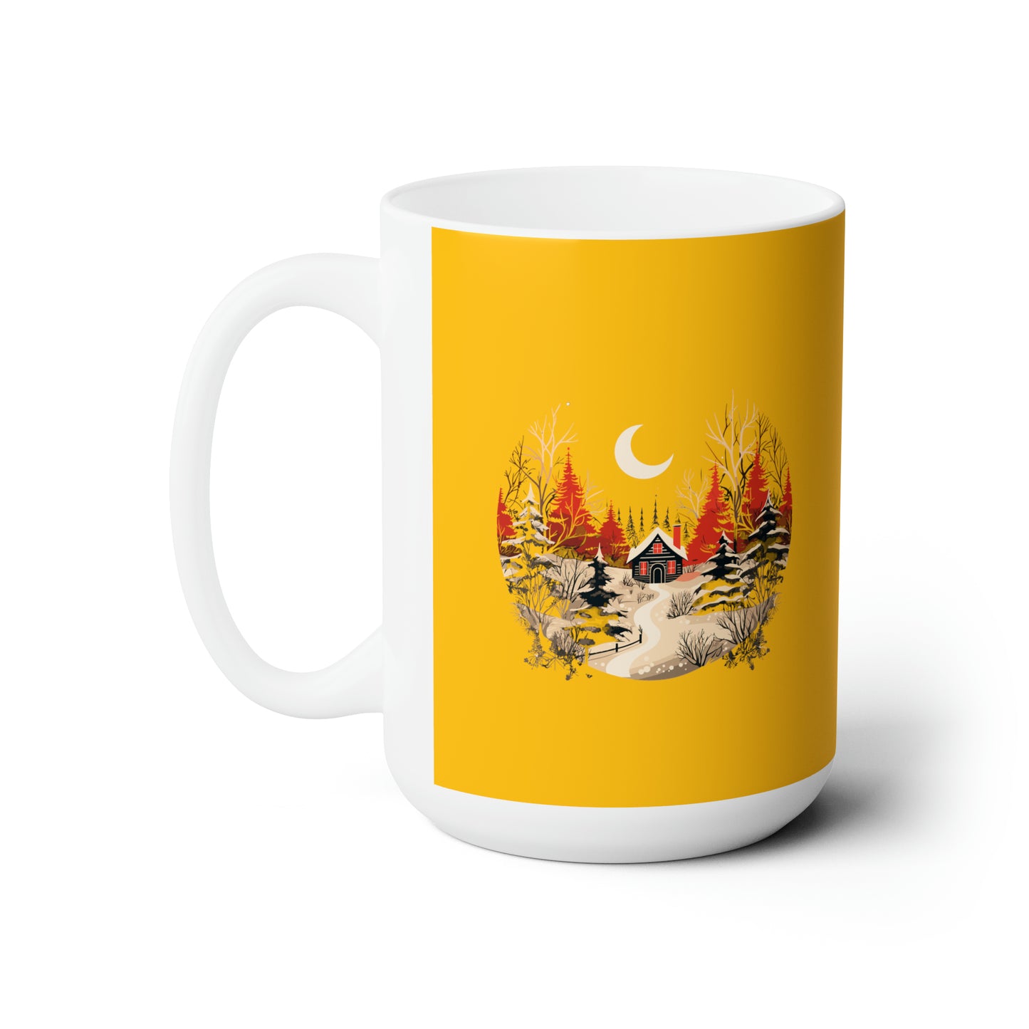 Christmas house with tree design holiday vibes Ceramic Mug15oz