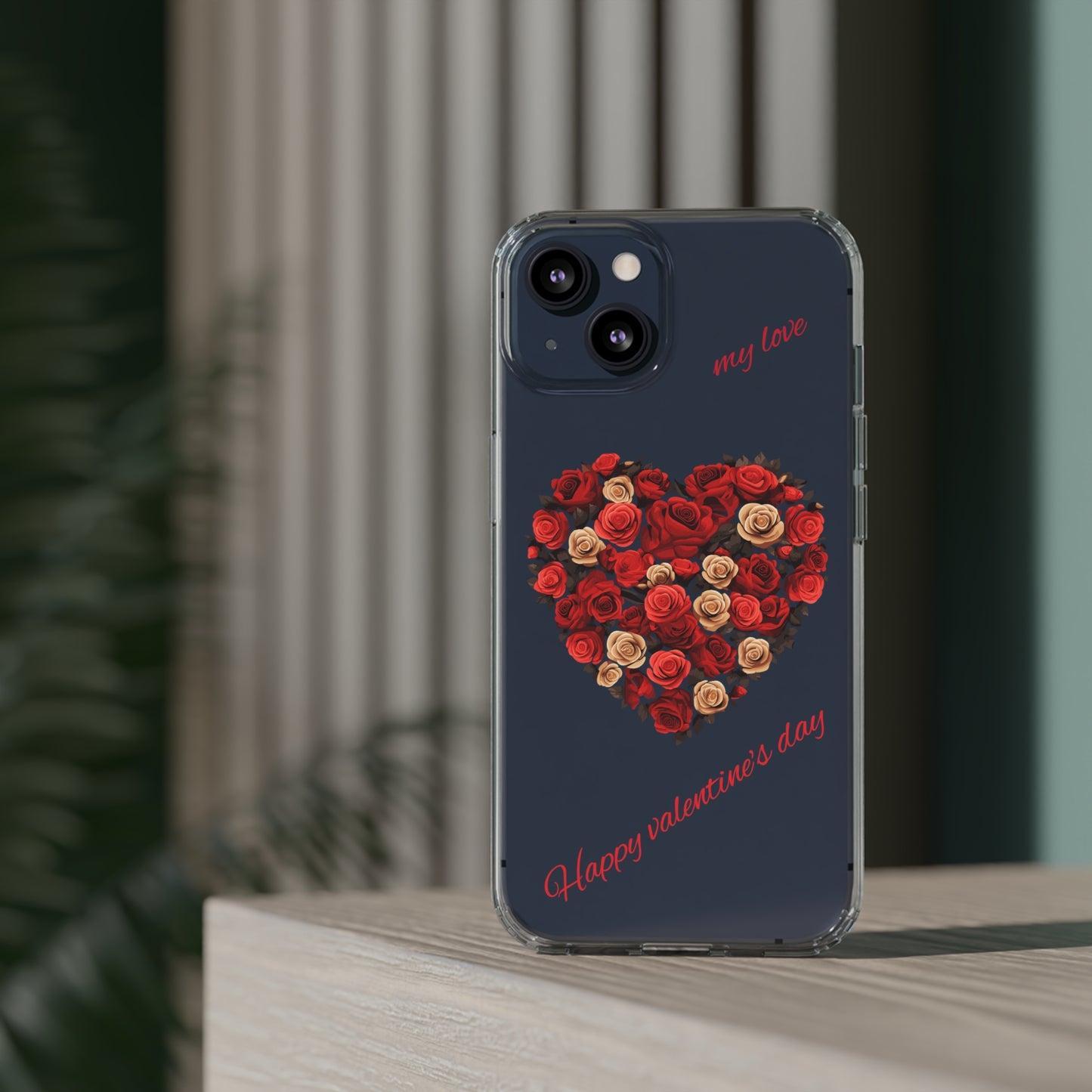 Valentine's Day, red heart shape flowers design Clear Cases