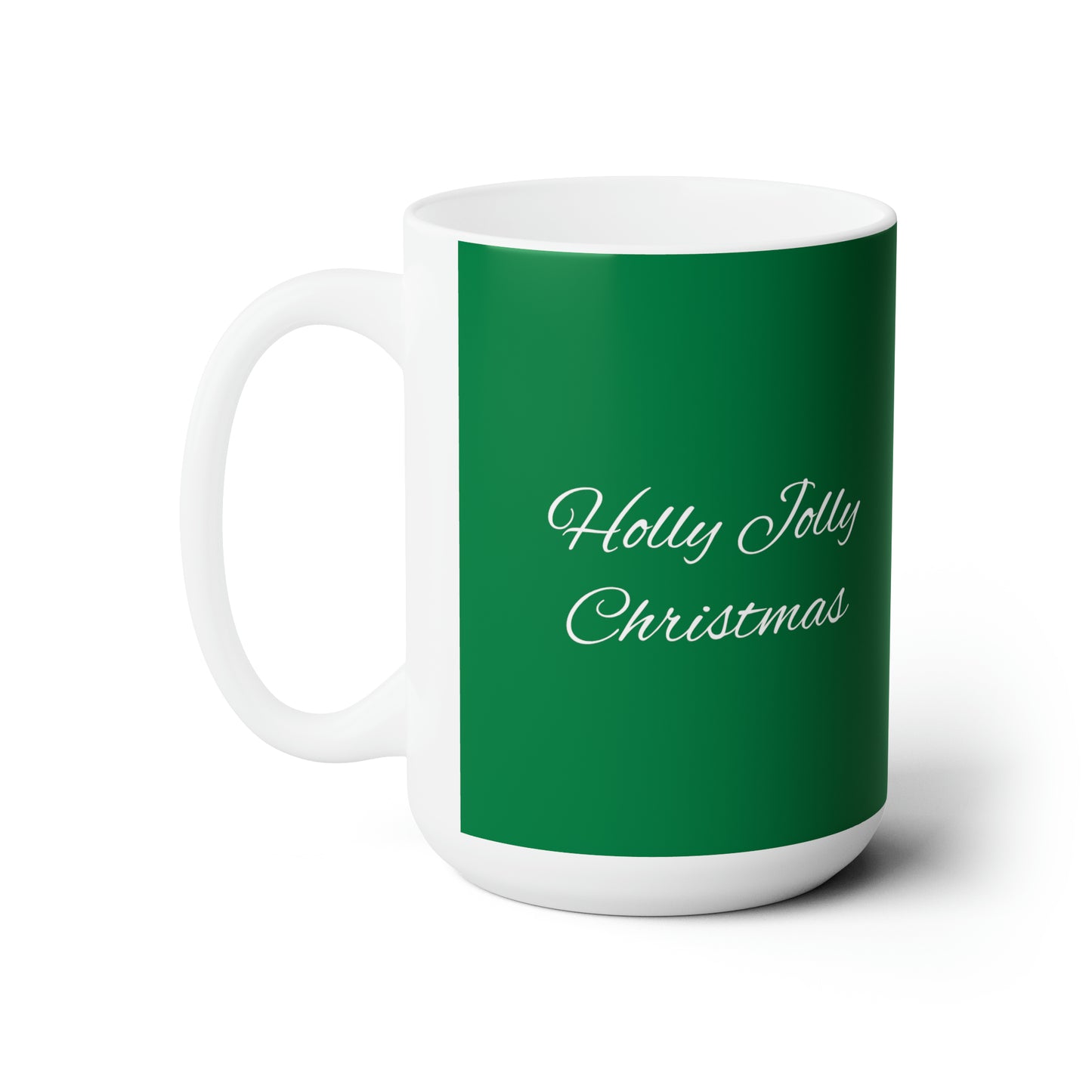 Holly Jolly reindeer in flourish mood, dark green Christmas Ceramic Mug 15oz