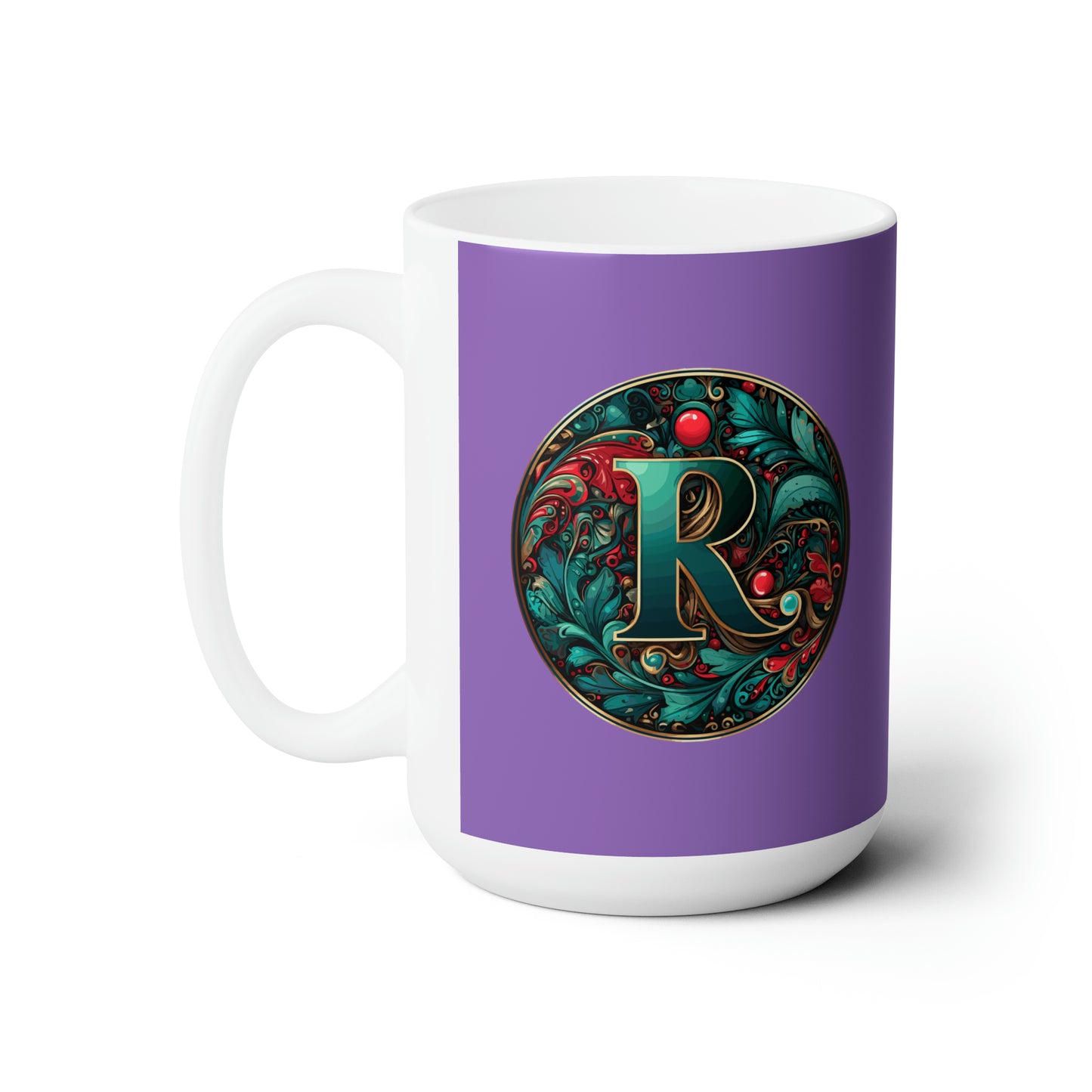 Christmas colorful Alphabet R design Light purple Ceramic Mug 15oz