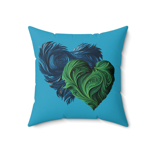 Valentine's day best home decor Turquoise color Spun Polyester Square Pillow