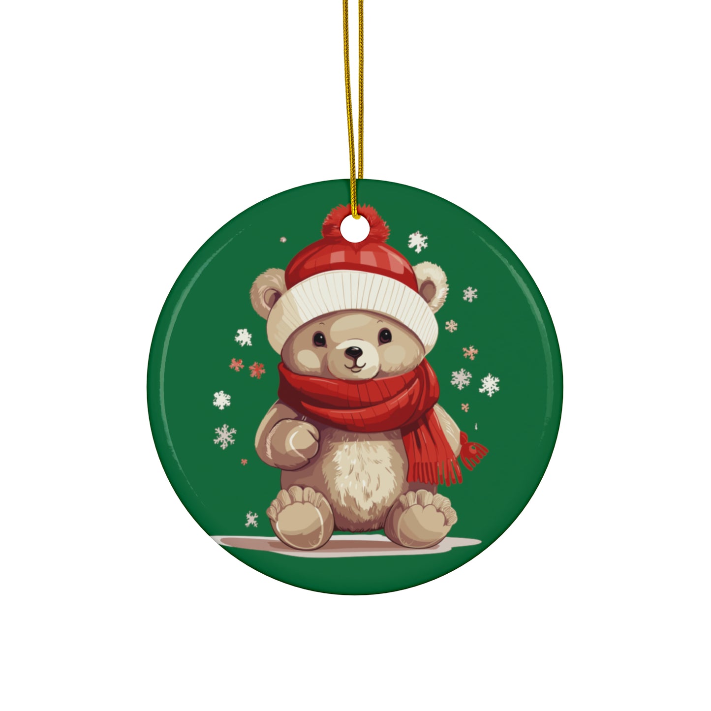 Little bear with red Scarf Christmas Ceramic Ornaments (1pc, 3pcs, 5pcs, 10pcs)