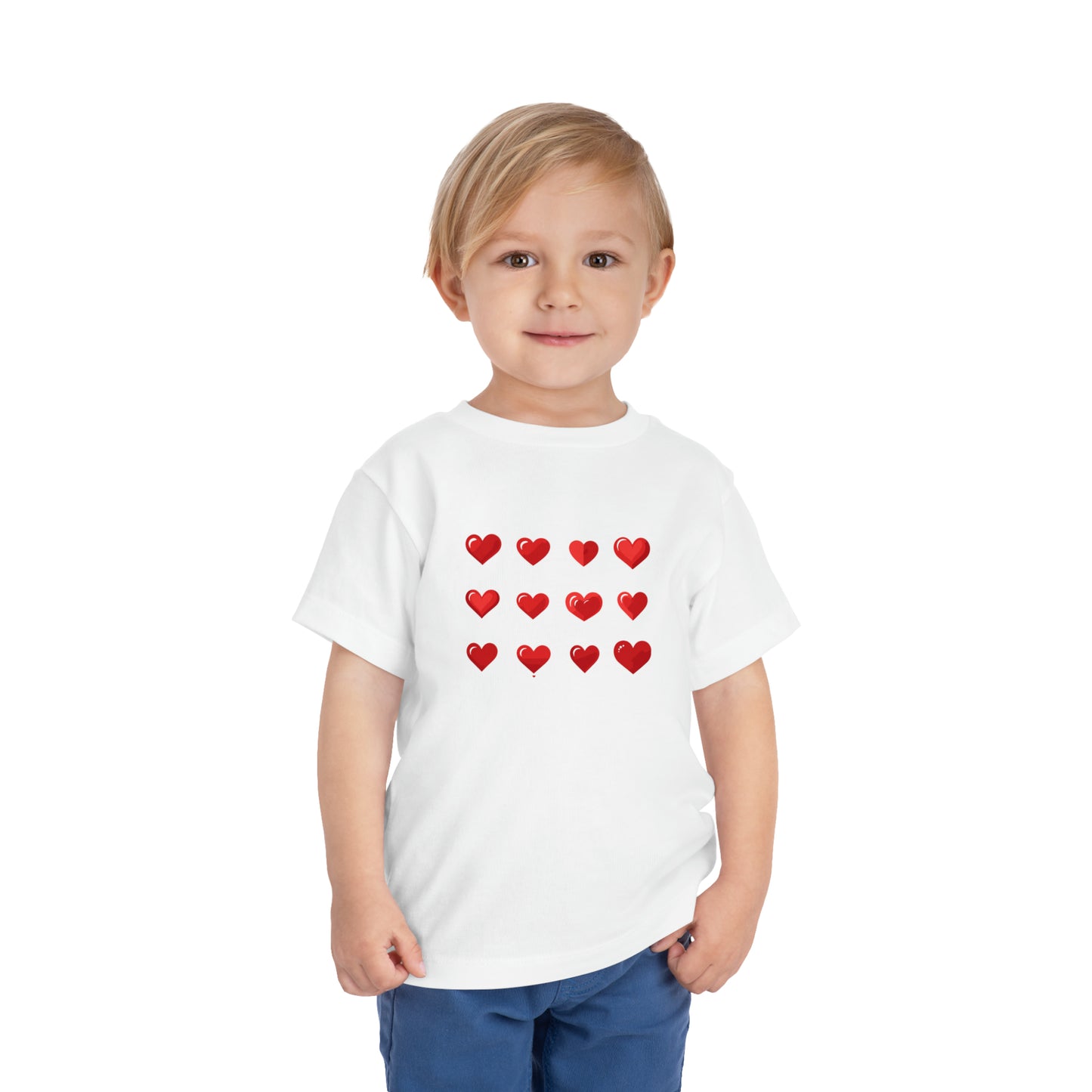 Valentine's Red hearts shape design Toddler Short Sleeve Tee