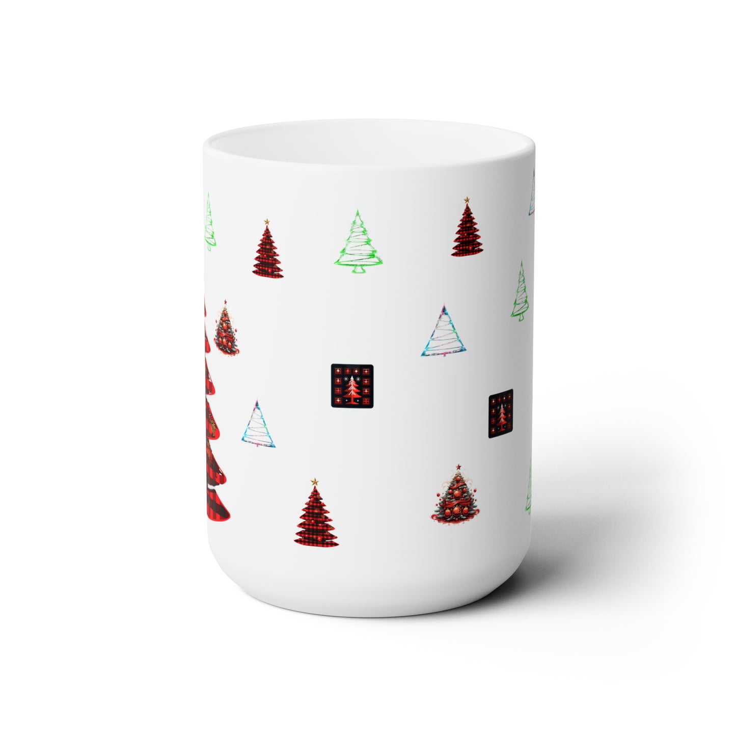 Christmas trees colorful design Ceramic Mug15oz