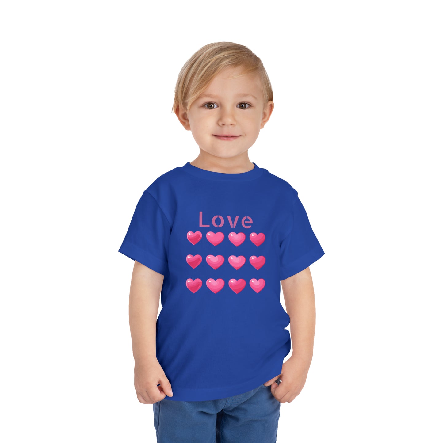 Valentine's pink color hearts shape design Toddler Short Sleeve Tee