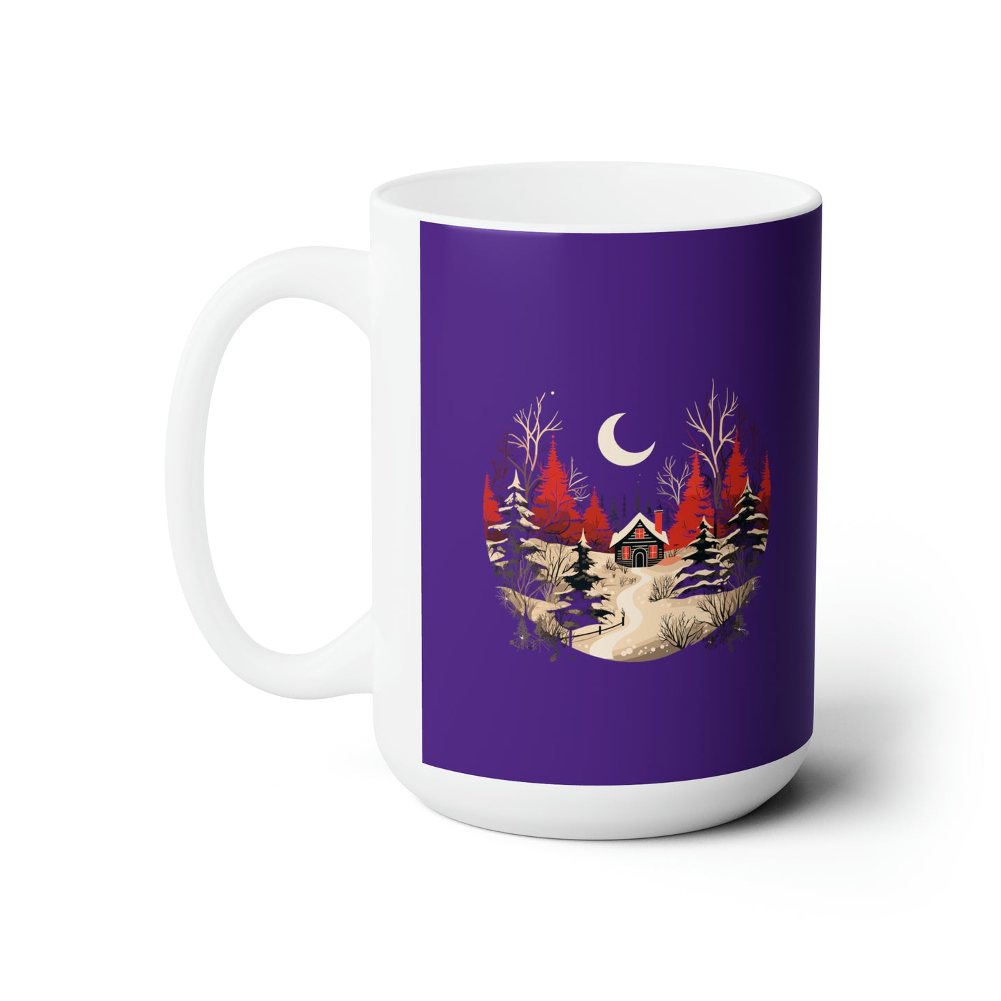 Christmas house with tree design holiday vibes Ceramic Mug15oz