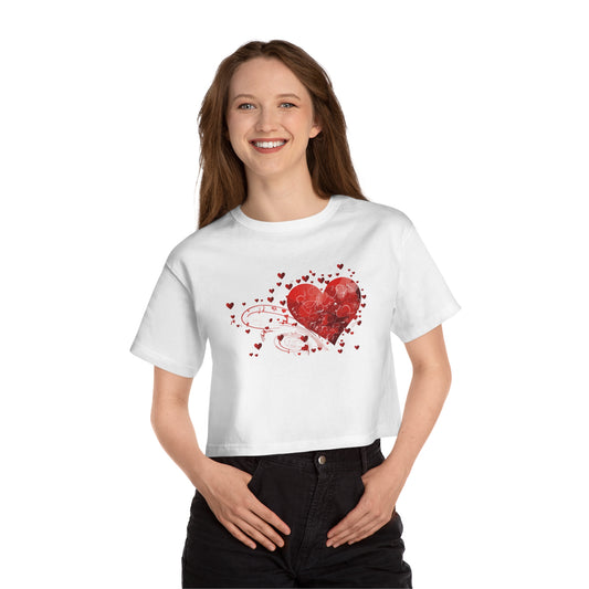 Valentine's and musical combination Champion Women's Heritage Cropped white T-Shirt for valentine's day.