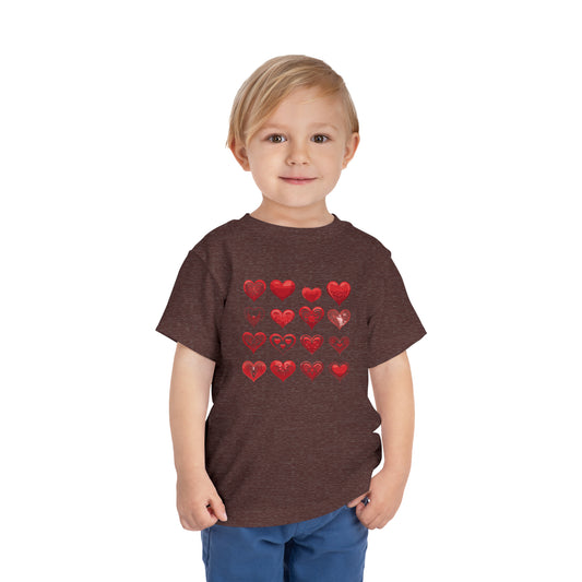 Red hearts shape design Toddler Short Sleeve Tee