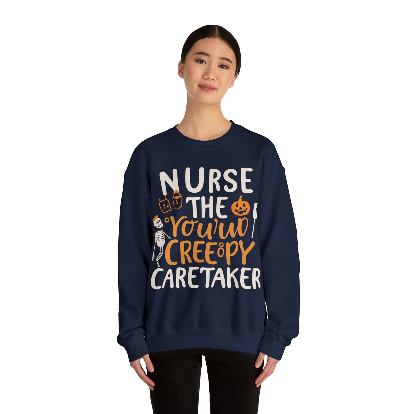 Nurse The Creepy Caretaker Halloween Sweatshirt, Spooky Season Halloween Sweatshirt, Halloween Costume, Spooky Sweatshirt, Halloween Gifts