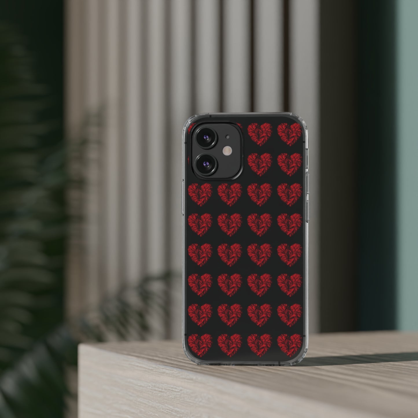 Valentine's Day, red heart shape design Clear Cases