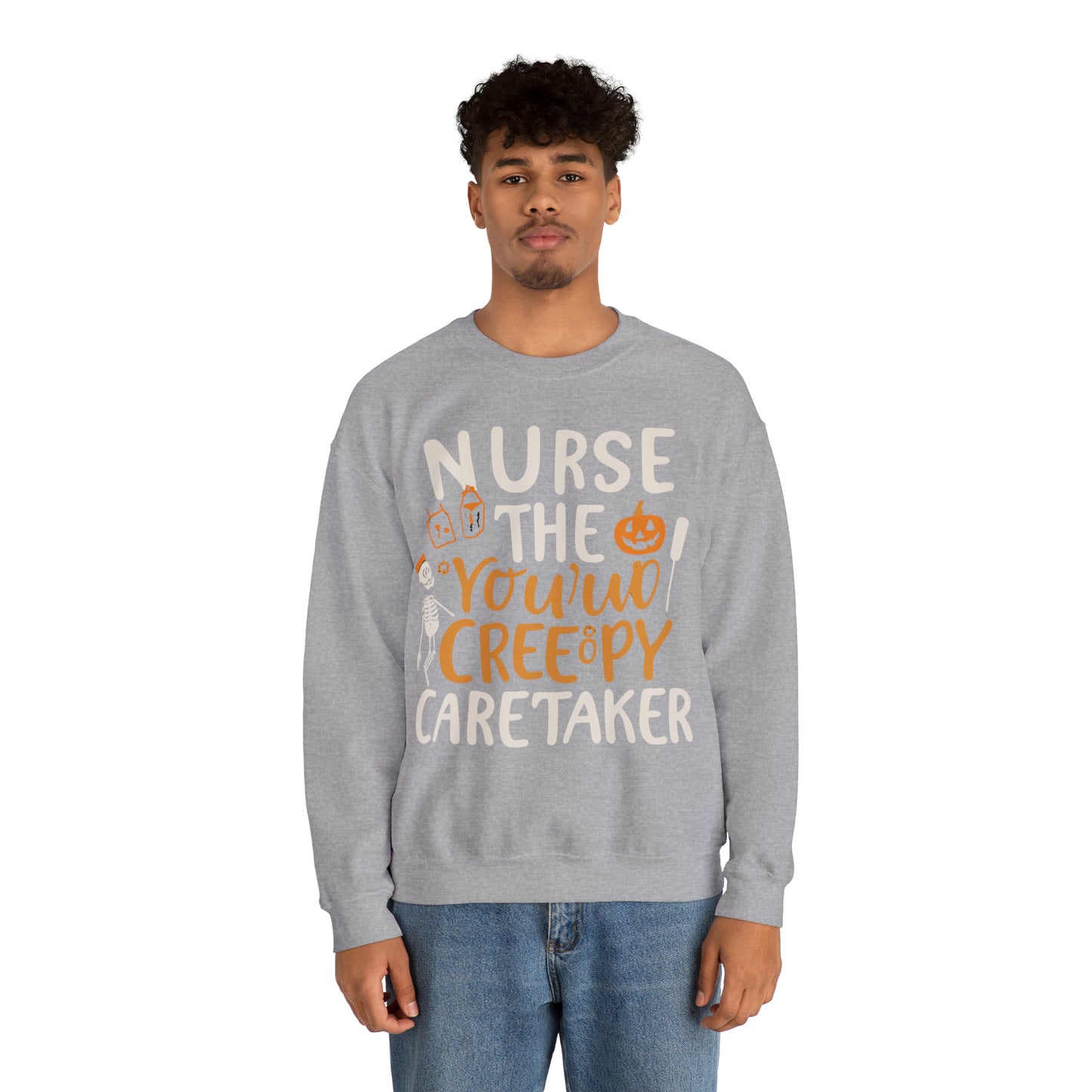 Nurse The Creepy Caretaker Halloween Sweatshirt, Spooky Season Halloween Sweatshirt, Halloween Costume, Spooky Sweatshirt, Halloween Gifts