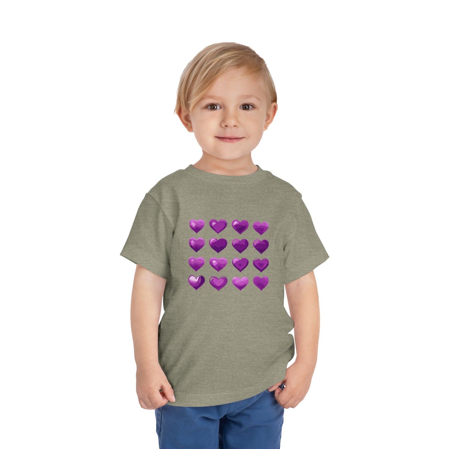 Valentine's purple hearts shape design Toddler Short Sleeve Tee