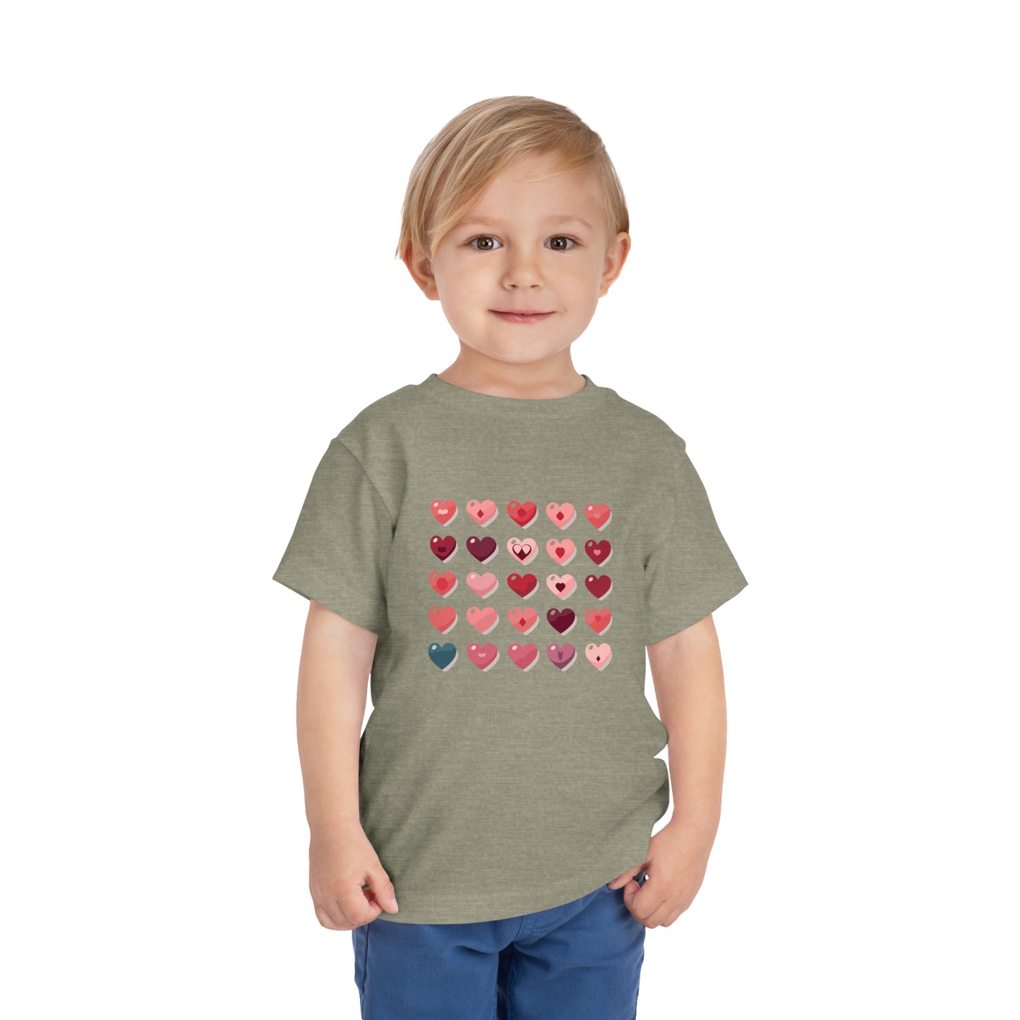 Valentine's multi color hearts shape design Toddler Short Sleeve Tee