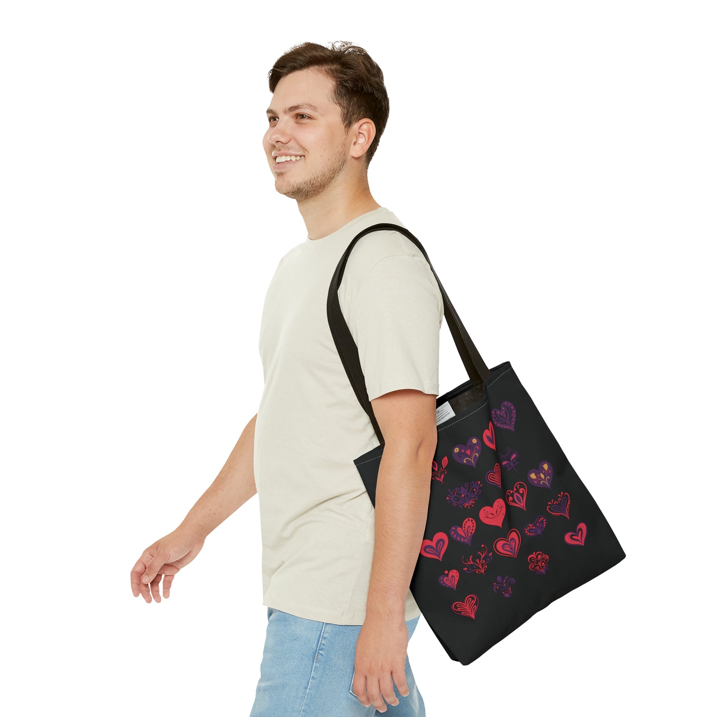 Valentine's black Tote Bag (AOP)