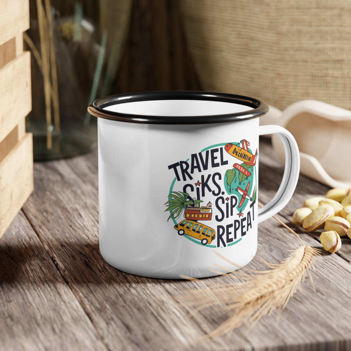 Enamel Camp Cup - Unique Travel, Sip, Repeat Travel Mug