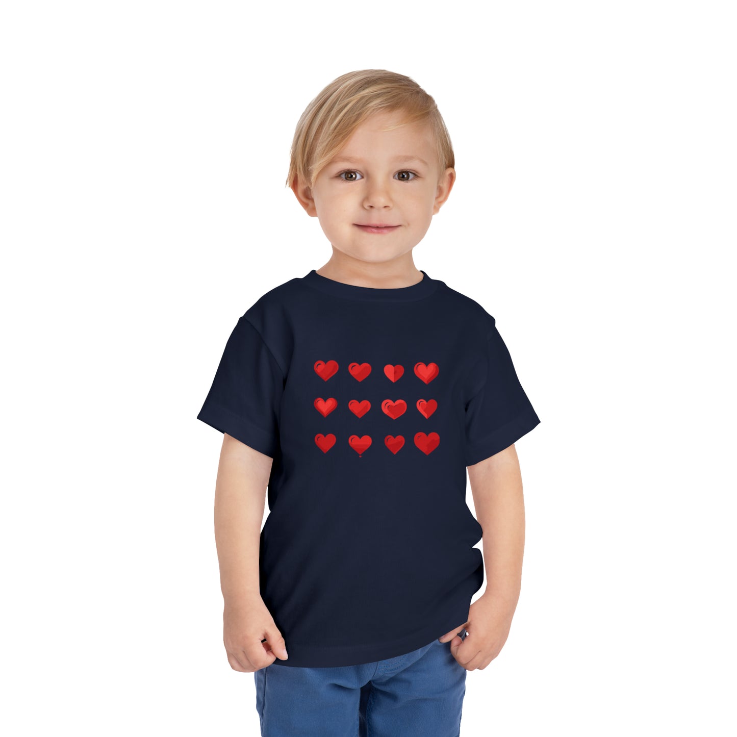 Valentine's Red hearts shape design Toddler Short Sleeve Tee