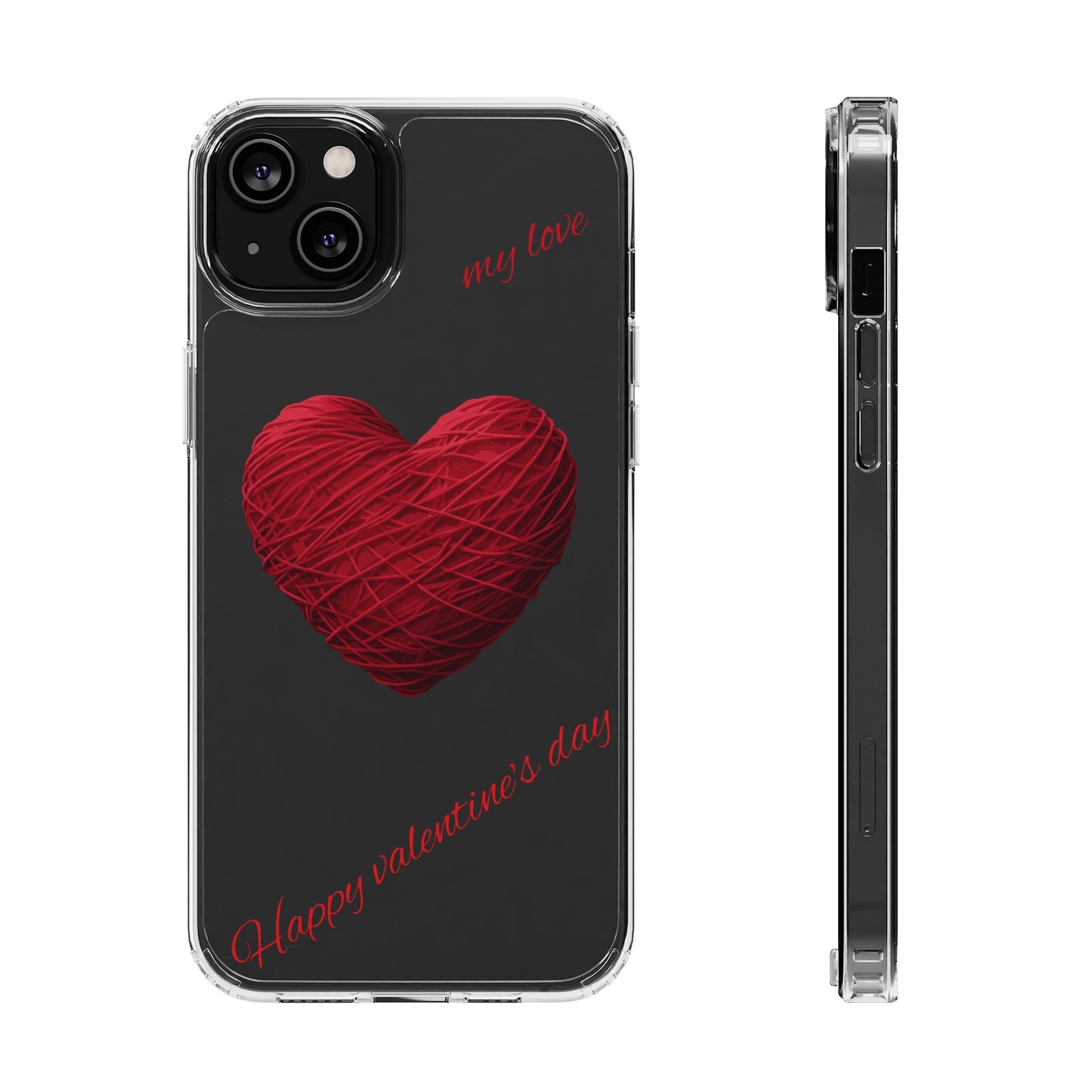 Valentine's Day, red heart shape design Clear Cases