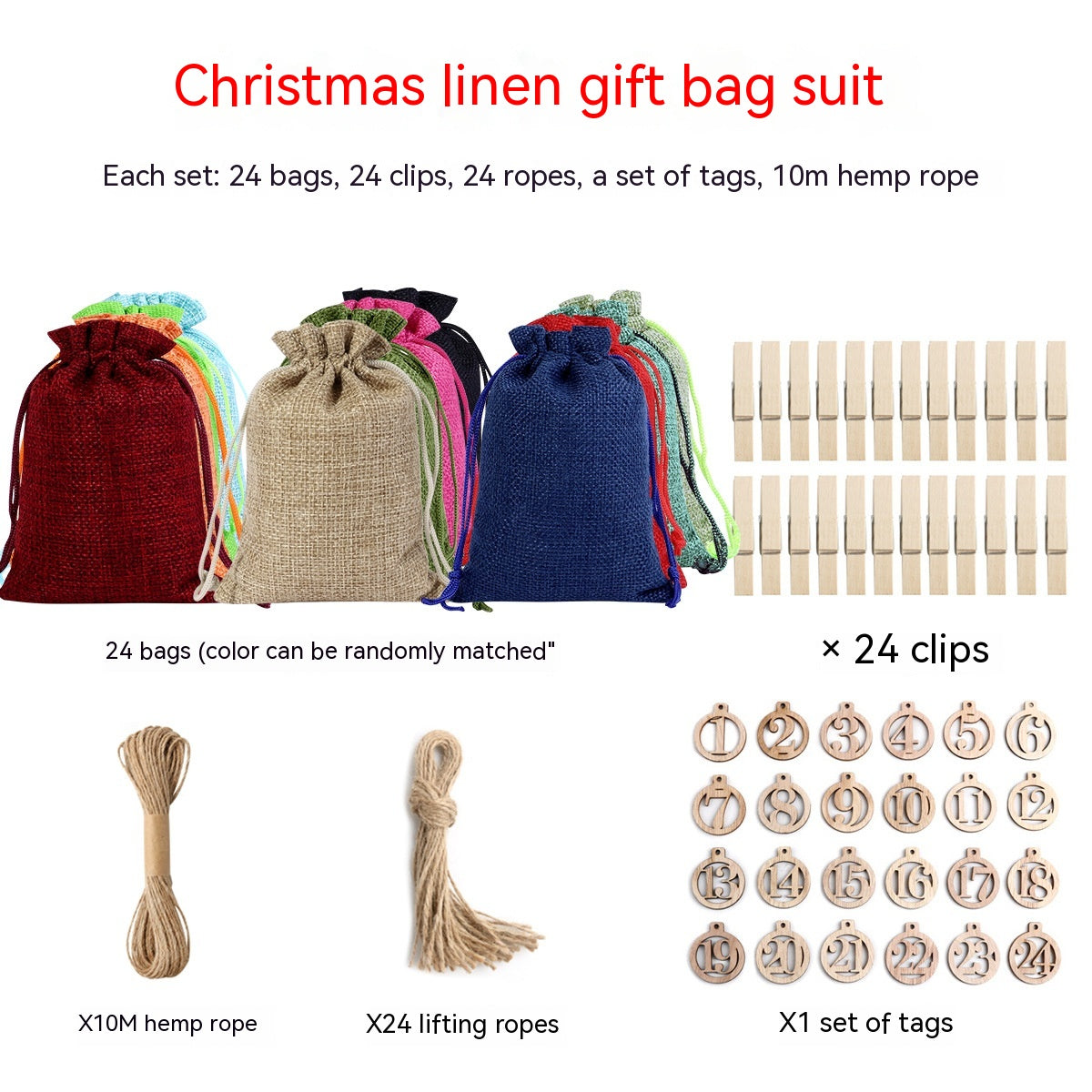 Linen Drawstring Christmas Gift Bag