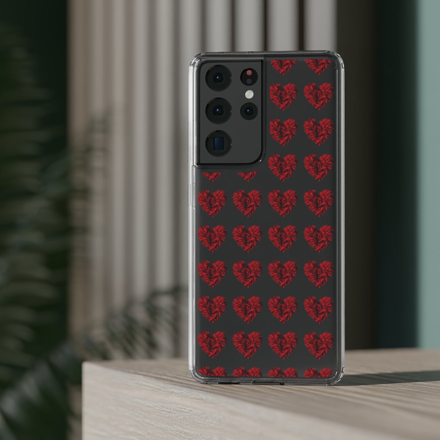 Valentine's Day, red heart shape design Clear Cases