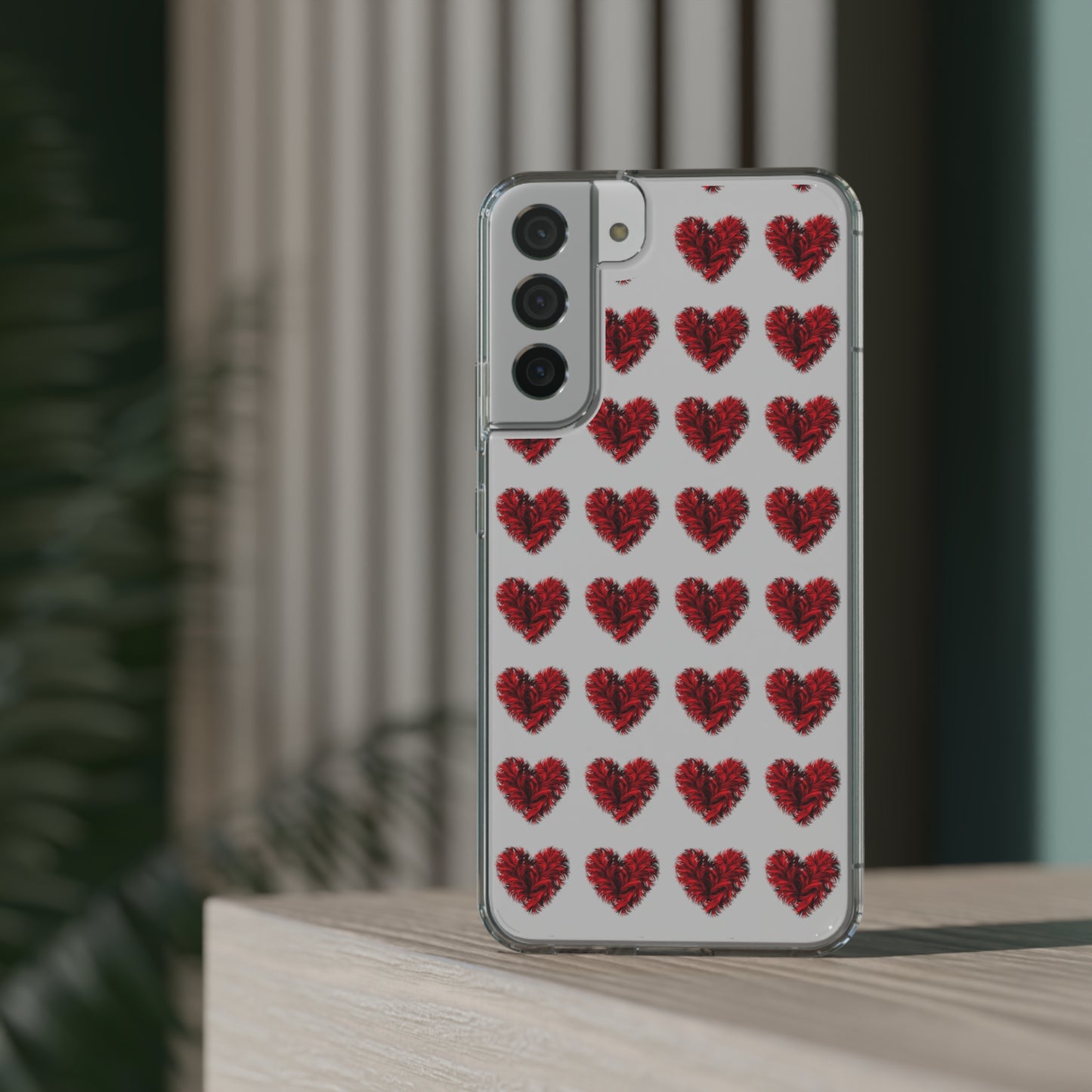 Valentine's Day, red heart shape design Clear Cases