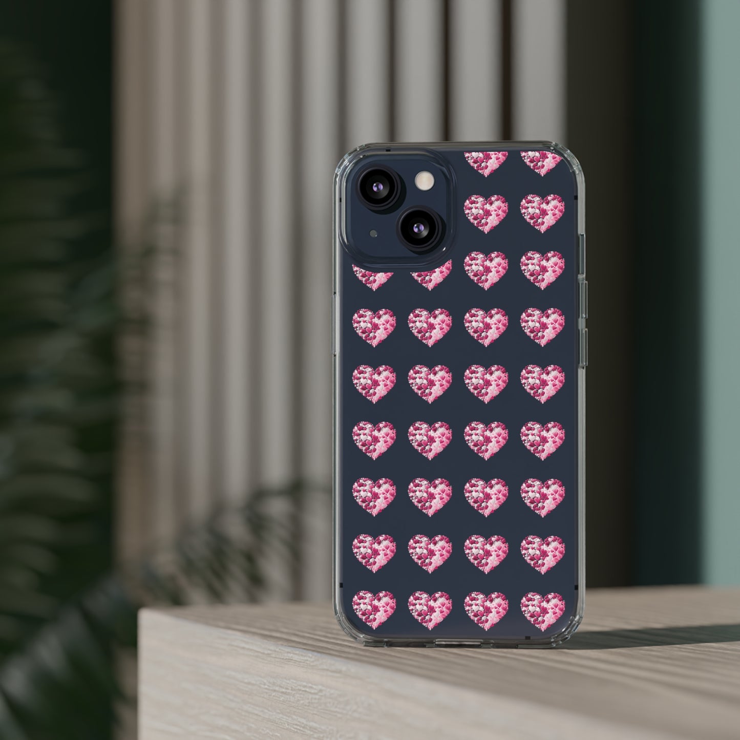 Valentine's Day, red heart shape design Clear Cases