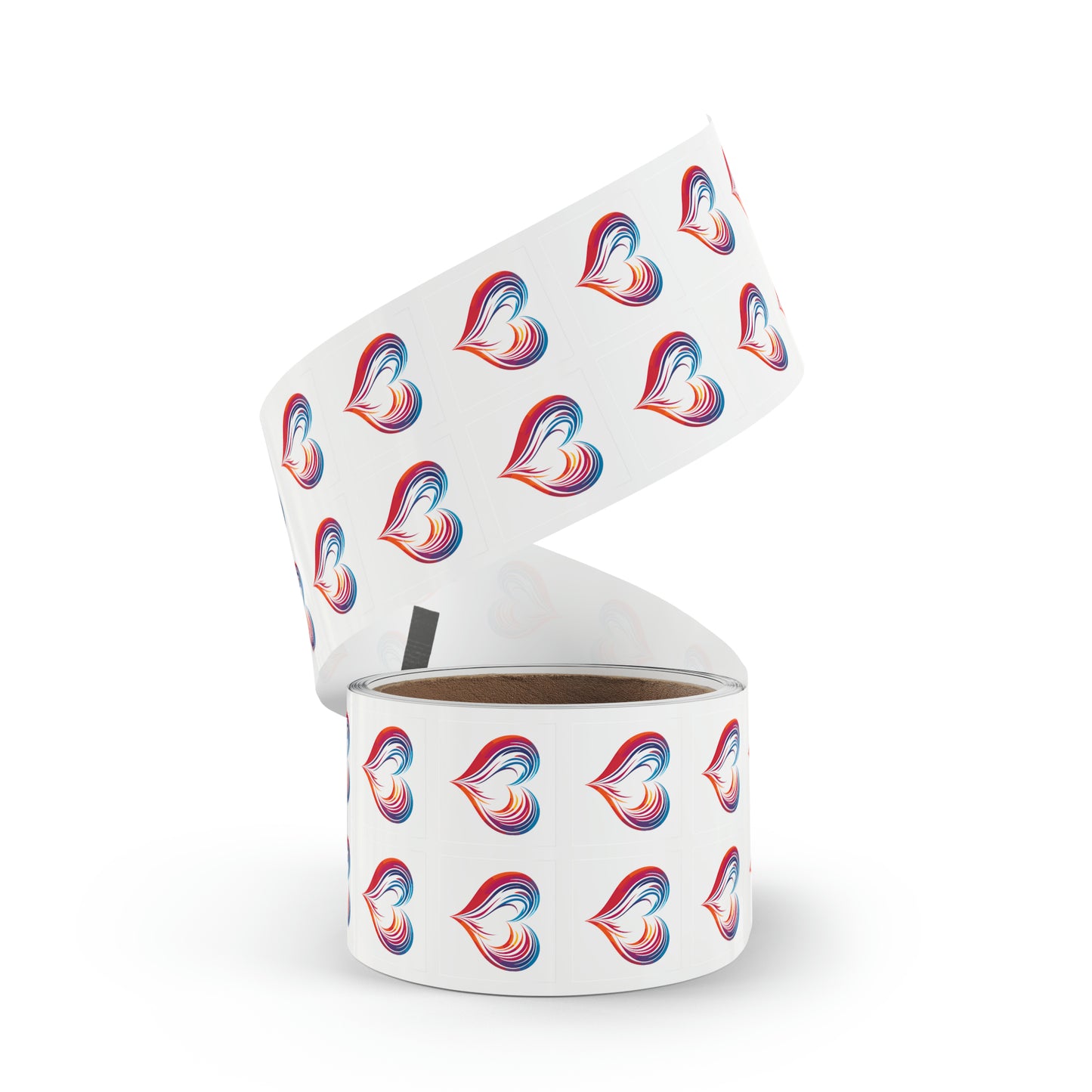 Valentine's day multi color heart shape Square Sticker Label Rolls