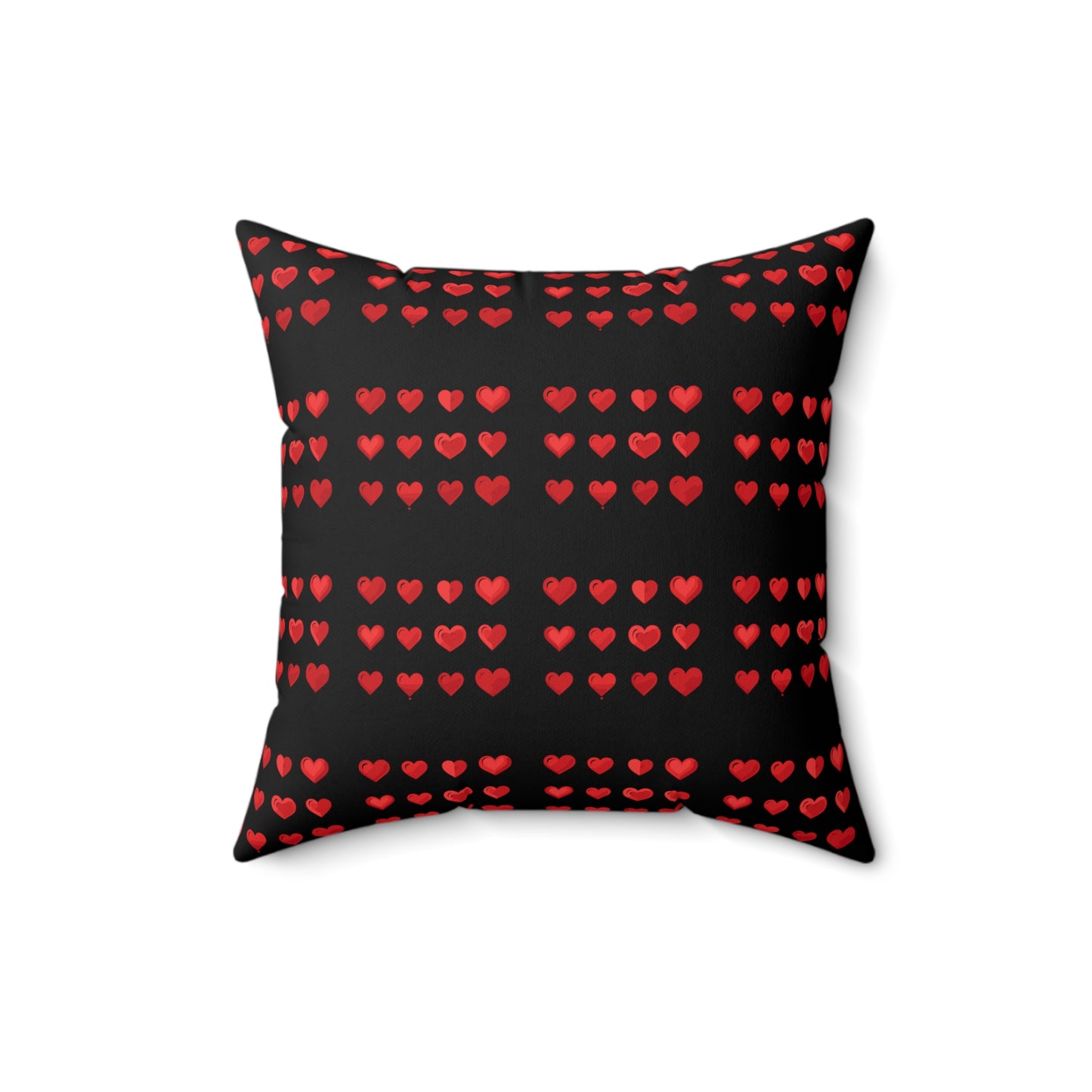 Valentine's day best home decor red hearts design on black Spun Polyester Square Pillow