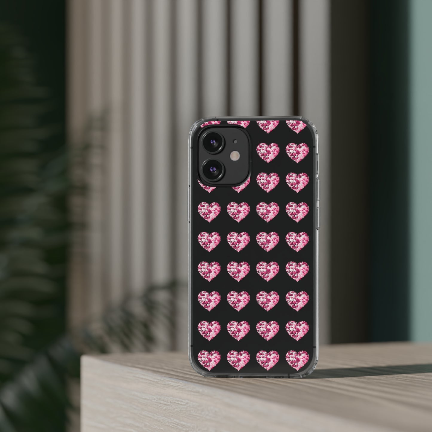 Valentine's Day, red heart shape design Clear Cases