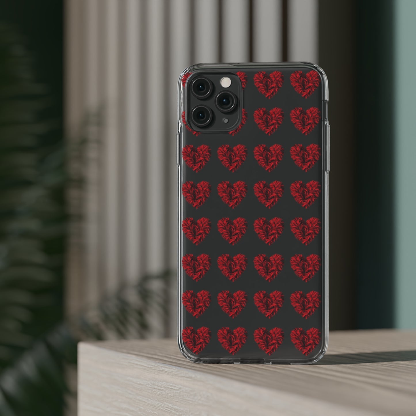 Valentine's Day, red heart shape design Clear Cases