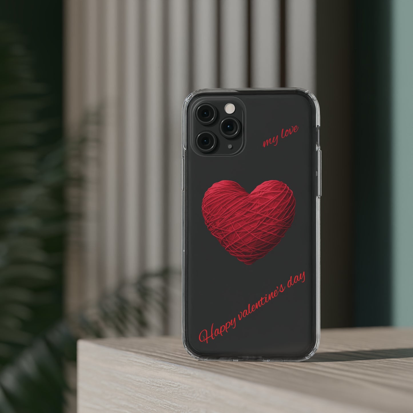 Valentine's Day, red heart shape design Clear Cases