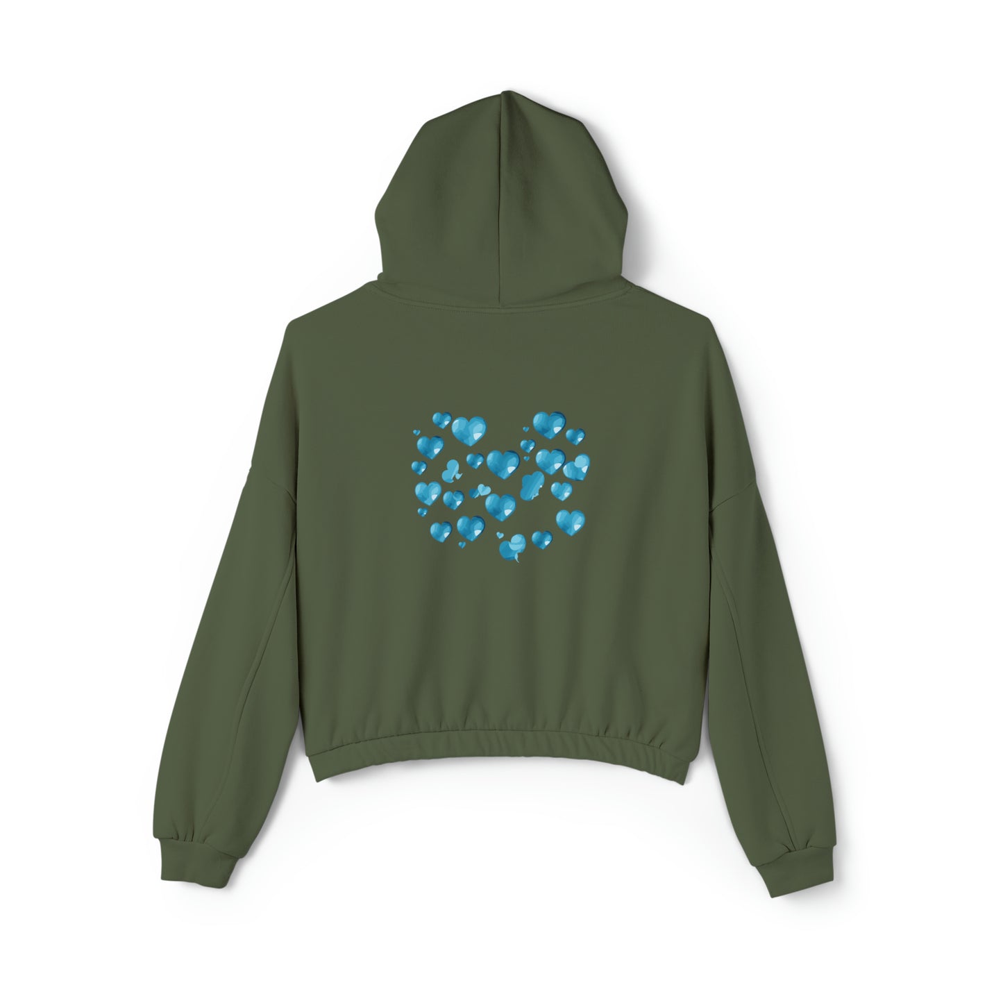 Valentine's best Gift, light blue hearts design Women's Cinched Bottom Hoodie