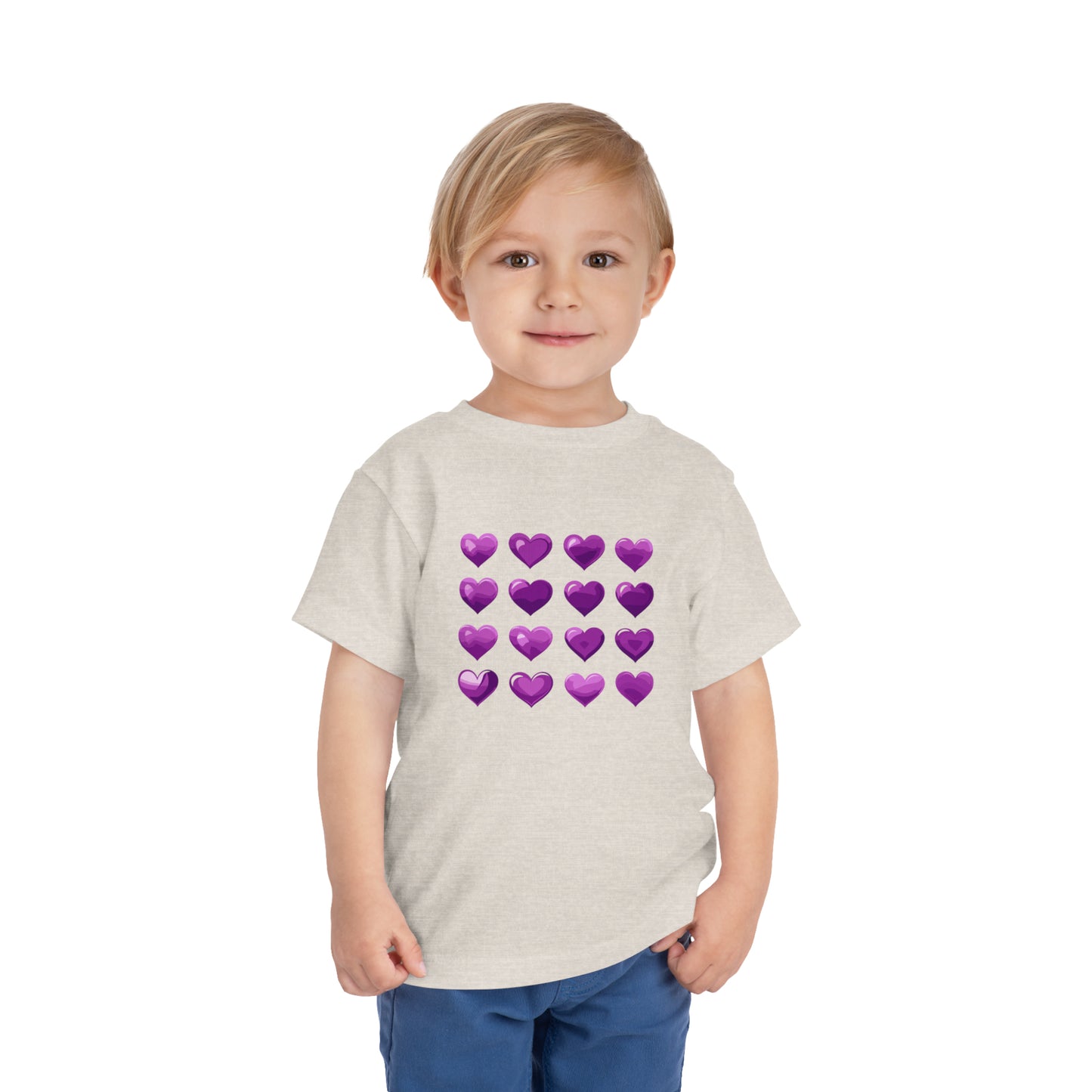 Valentine's purple hearts shape design Toddler Short Sleeve Tee