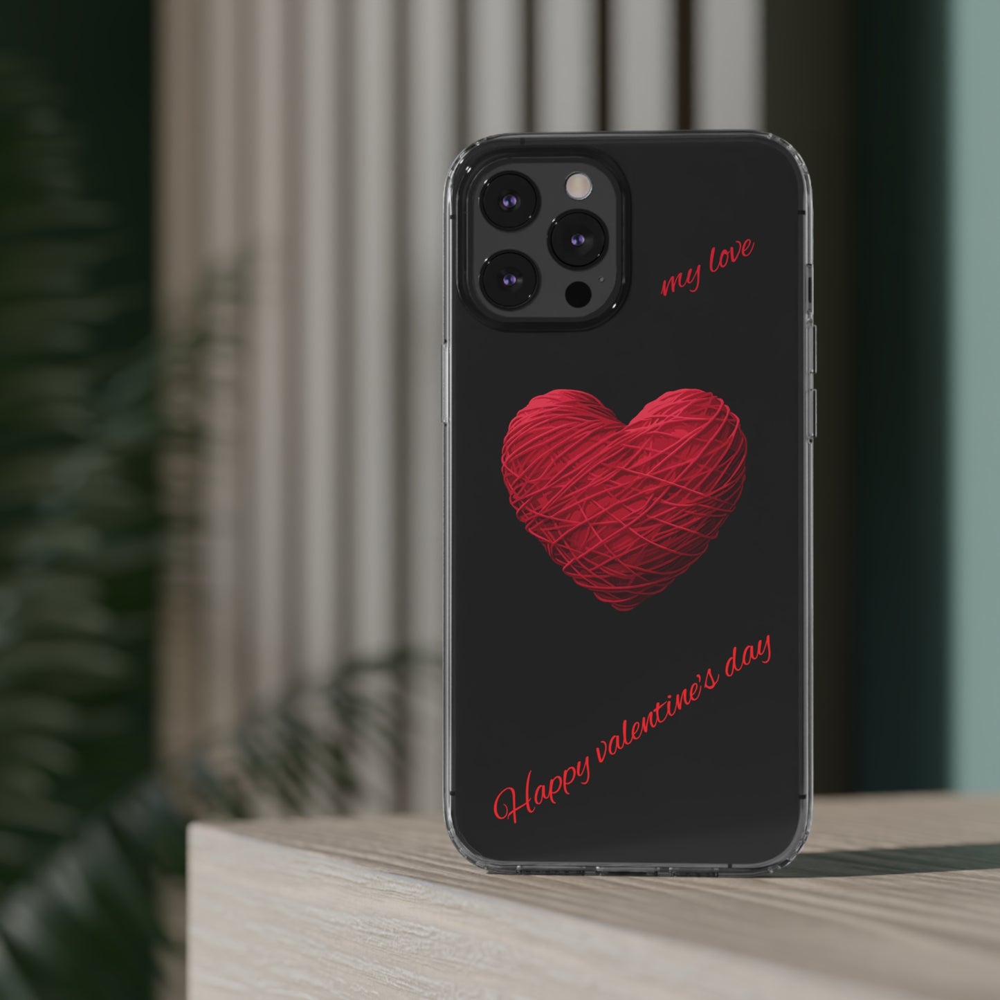 Valentine's Day, red heart shape design Clear Cases