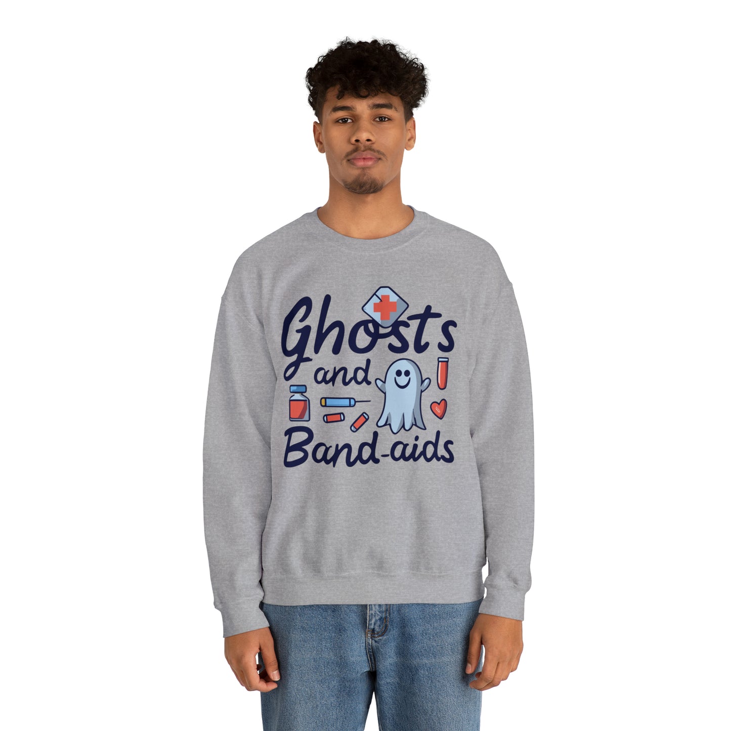 Ghost and Band-aids Nurse Sweatshirt, Spooky Season Halloween Sweatshirt, Winter Sweatshirt, Spooky Sweatshirt, Halloween Gifts