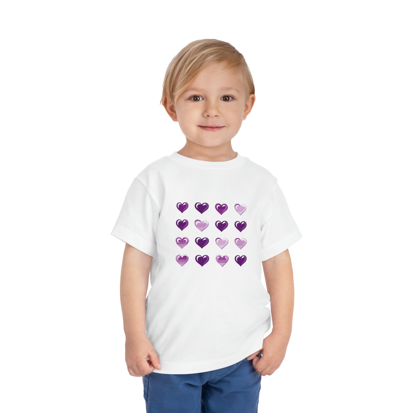 Valentine's purple and white hearts shape design Toddler Short Sleeve Tee