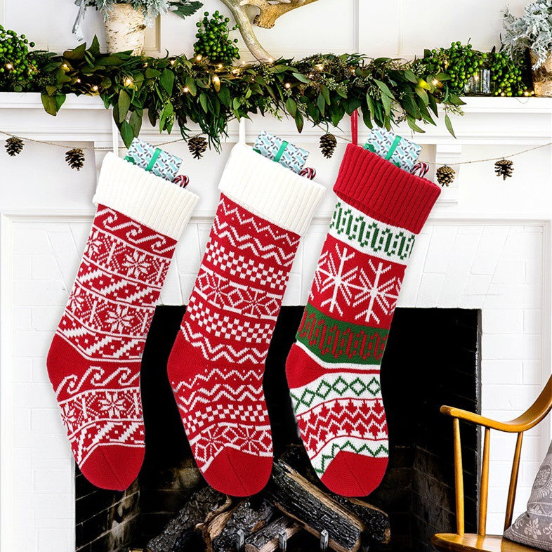 Christmas Decorations Red And Green Wool Socks