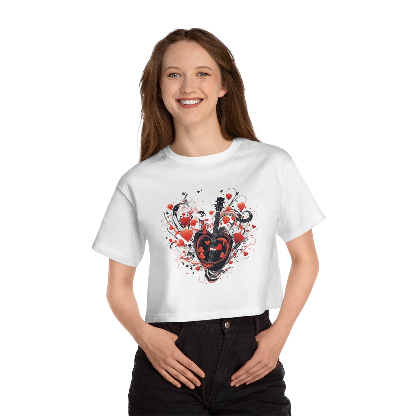 Valentine's and musical combination Champion Women's Heritage Cropped T-Shirt for valentine's day.