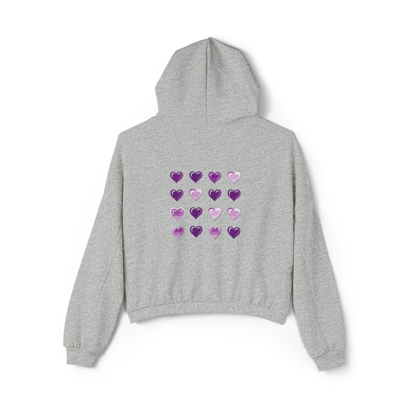 Valentine's best Gift, purple and white hearts design Women's Cinched Bottom Hoodie